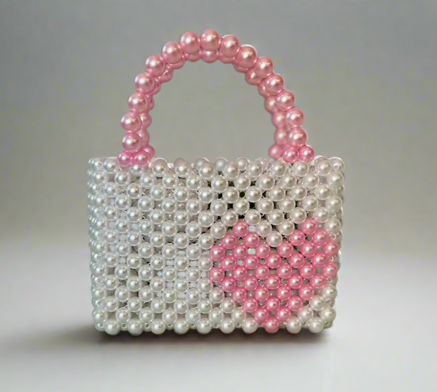Handmade Mini Beaded Heart Handbag