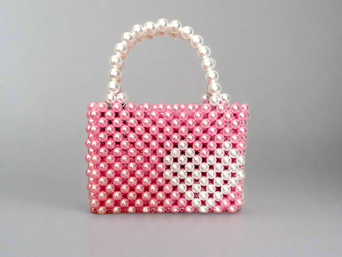 Handmade Mini Beaded Heart Handbag