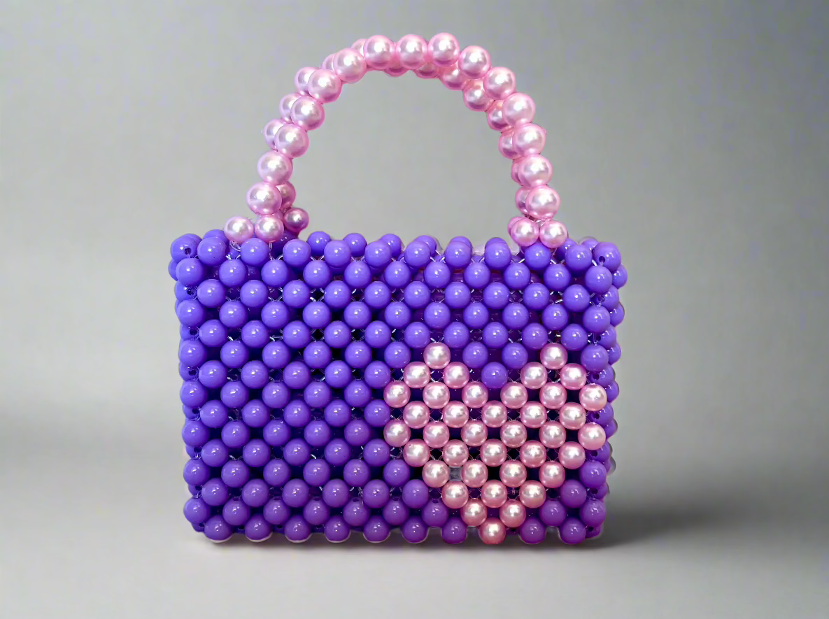 Handmade Mini Beaded Heart Handbag