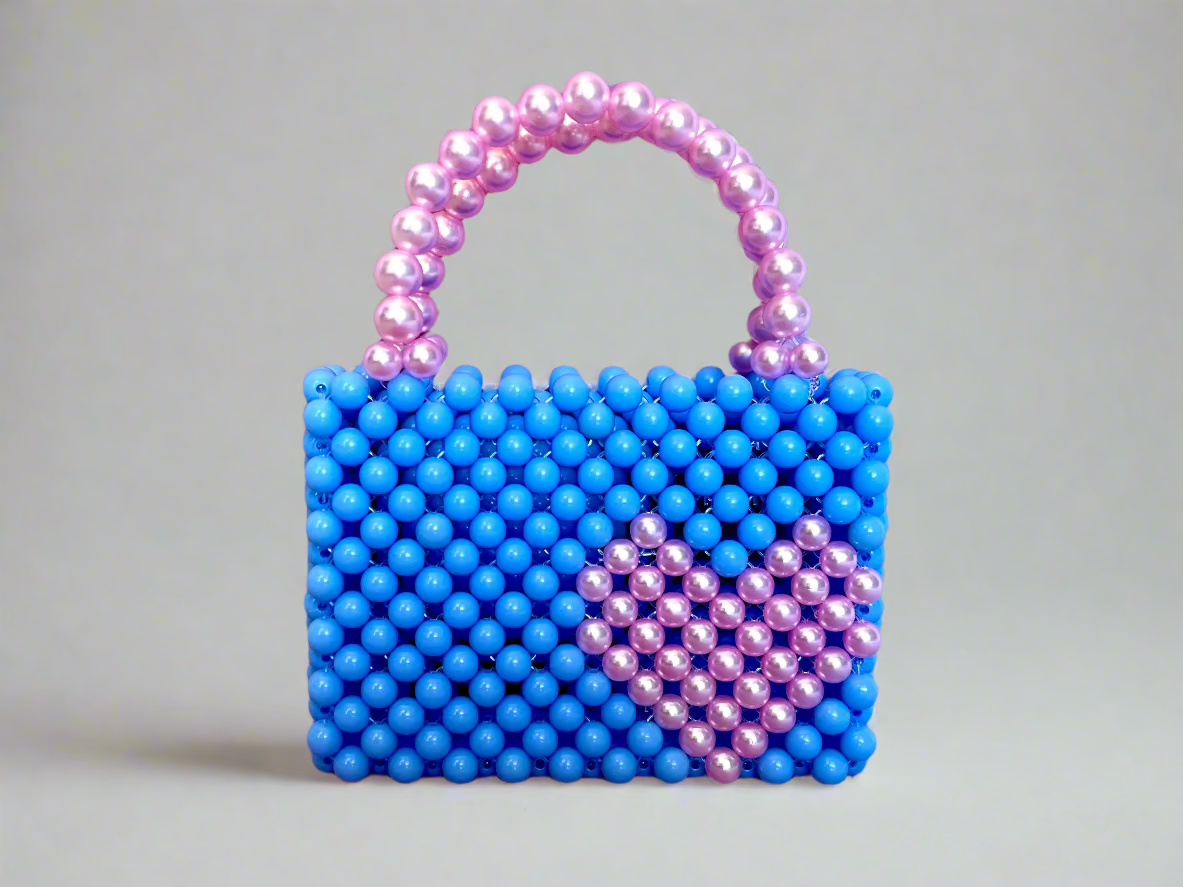 Handmade Mini Beaded Heart Handbag
