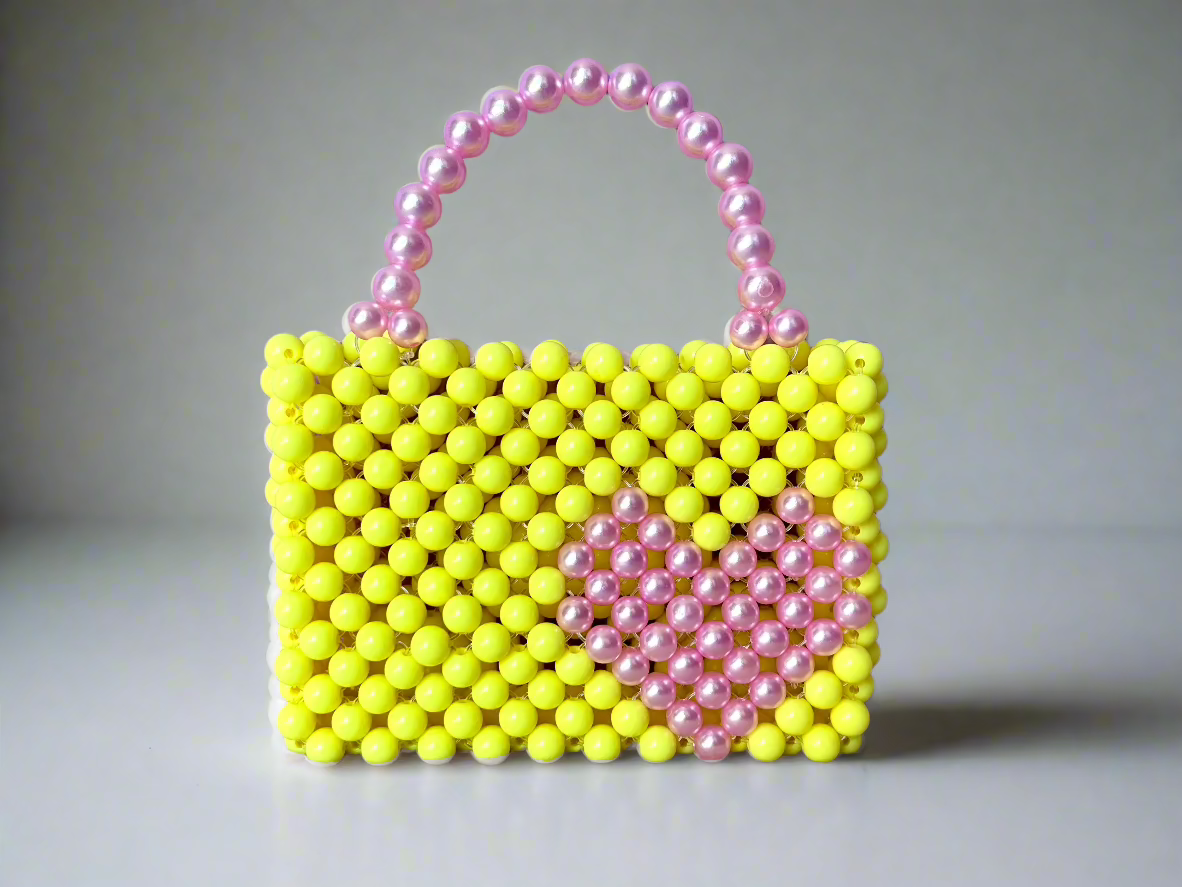 Handmade Mini Beaded Heart Handbag