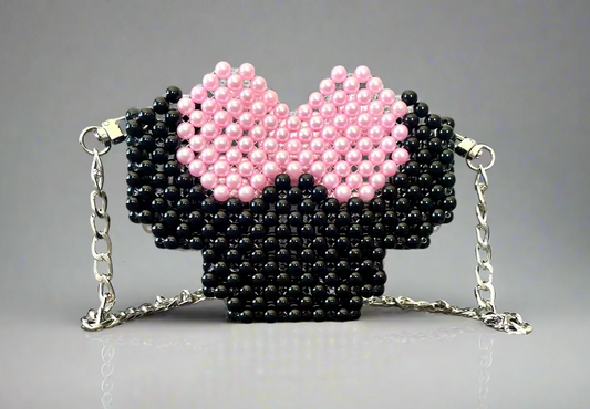 Handmade Beaded Mouse with Bow Purse